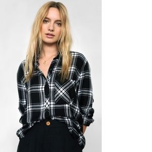 Rails Dylan herringbone check plaid dolman shirt
